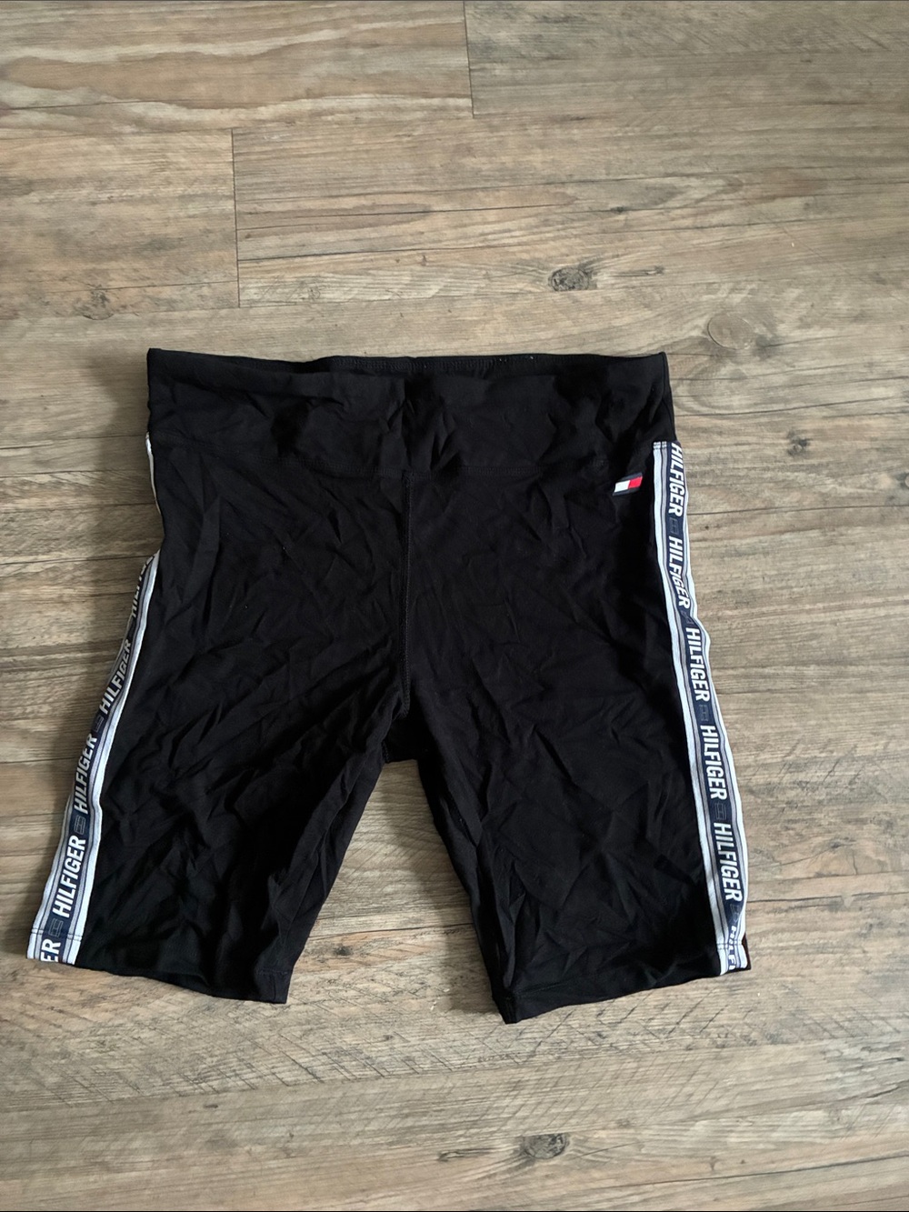 Tommy Hilfiger Black Bike Shorts with Branded Side Tape